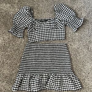 Checkered Skirt Set